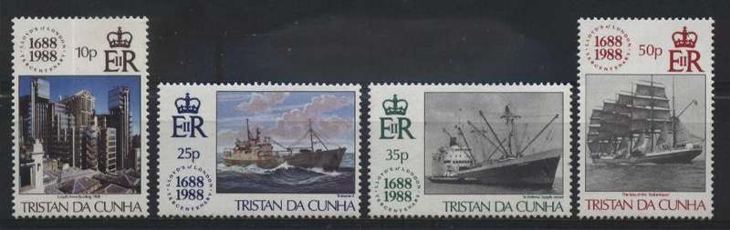 Tristan da Cunha 1988 Ships - Lloyd's of London set - SG 457-460 U/M !!! Posvars !!!