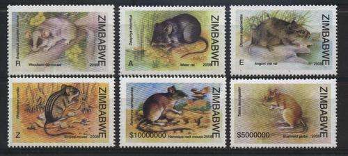 Zimbabwe 2008 Animals - RATS and MICE set complete !!! ROTTE en MUISE stel - U/M !!! Posvars !!!