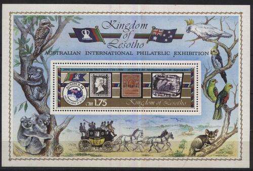 Lesotho 1984 Australian Exhibition Min.sheet !!! Stamp on stamp !!! U/M !!! Posvars !!!