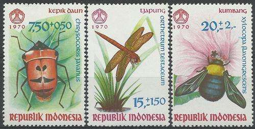Nederland (Indonesie) 1970 - INSEKTEN serie !!! Insects set ! VERY SCARCE ! U/M ! Posvars ! (Fauna).