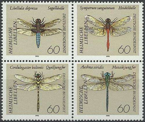 Duitsland / Deutschland 1991 - NAALDEKOKERS  / Dragon Flies (4) - U/M ! Posvars ! (Fauna).