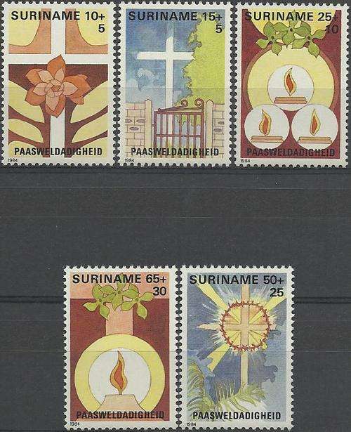 Nederland (Suriname) 1984 - PAASZEGELS ! EASTER FUND SET (5) Kompleet ! U/M ! Posvars ! Religion !