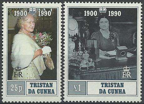 Tristan Da Cunha 1990 - KONINGIN MOEDER stel (2) ! Perfect U/M ! Posvars ! (Royalty).