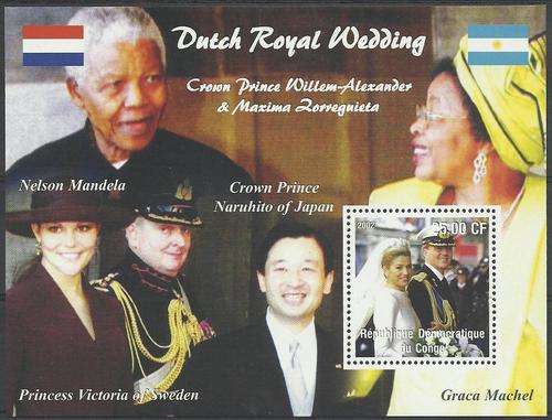 Congo 2002 - NELSON MANDELA and his wife on ROYAL DUTCH WEDDING Min.Sheet - U/M ! Posvars !