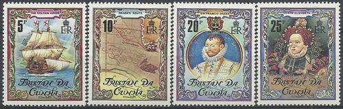 Tristan da Cunha 1980 - SIR FRANCIS DRAKE set (4) Kompleet - Perfect U/M - Posvars ! Art !