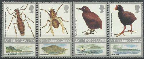 Tristan Da Cunha 1987 - BIRDS and INSECTS set (4) ! Perfect U/M ! Posvars ! (Fauna) - Birds.