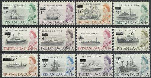 Tristan da Cunha 1971 - BOTE stel / SHIPS Defin set (12) - "OVERPRINTED" - Perfect U/M - Posvars !