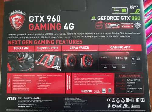 MSI Nvidia GeForce GTX 960 Gaming 4G (4GB) Graphics Card (Free Shipping)