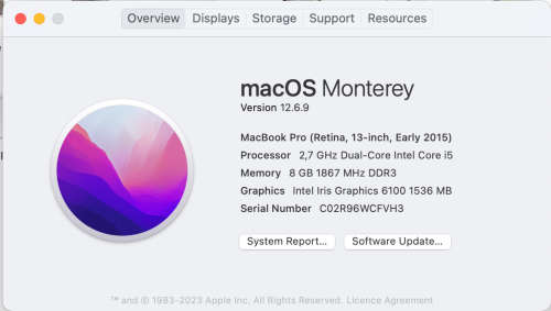 Macbook Pro Retina 13-Inch Early 2015