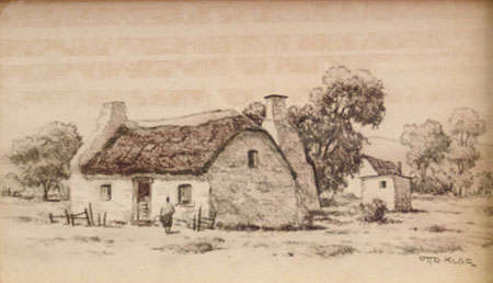 Framed Otto Klar (SA 1908 - 1994) Sepia Pencil (18.5 x 32cm)