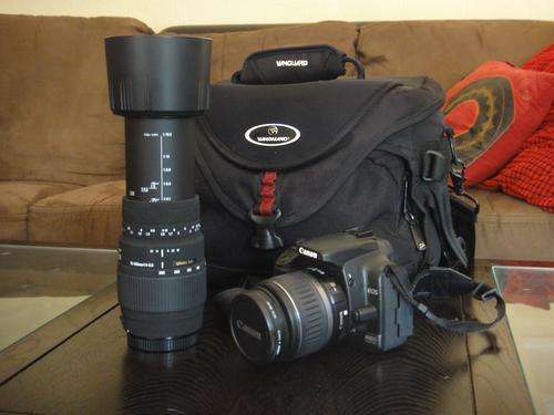 Canon 400D SLR Camera + 70-300 Sigma Lens + Bag