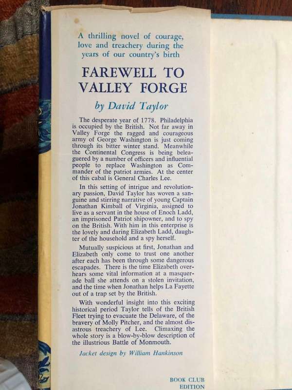 Farewell to Valley Forge by David Taylor - Hardcover, book club edition 1955