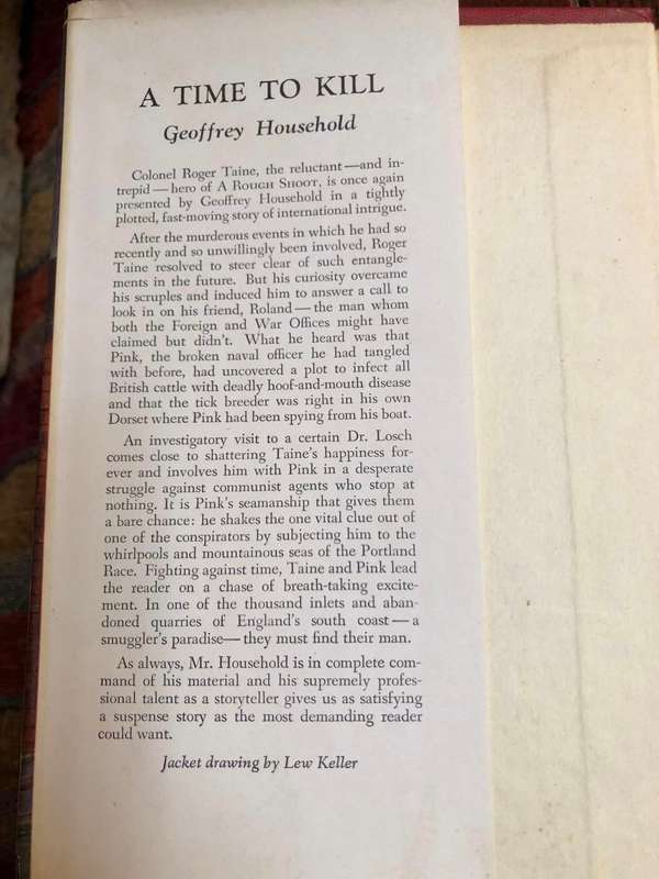 A Time to Kill by Geoffrey Household - 1951 Hardcover with dust jacket