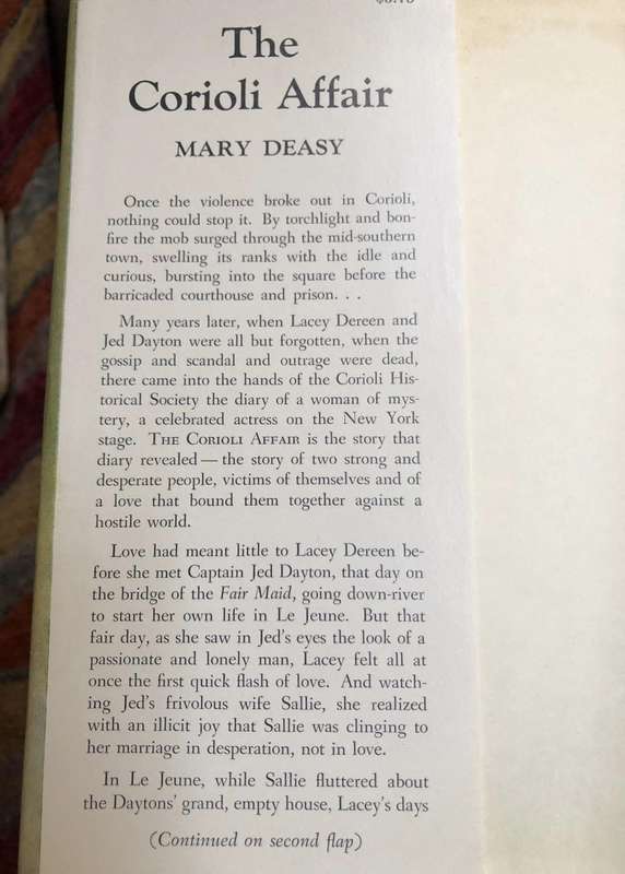 The Caprioli Affair by Mary Deasy - First Edition 1954 Hardcover with dust jacket