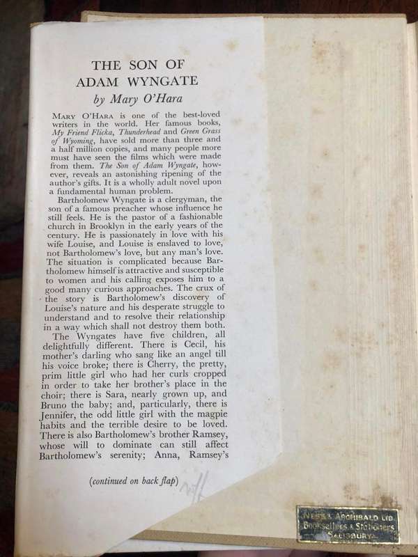 The Son of Adam Wyngate by Mary O`Hara - First published in 1952
