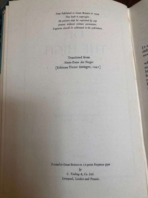 Song of the High Hills by Charles Gos - 1949 Hardcover