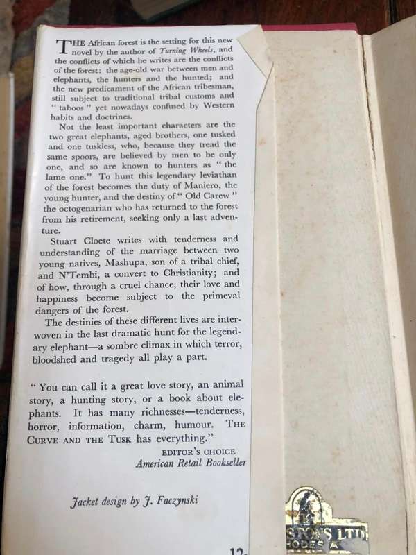 The Curve and the Tusk by Stuart Cloete - 1953 First Edition