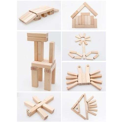 48 children's wooden blocks set