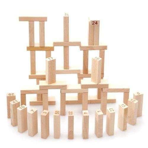 48 children's wooden blocks set