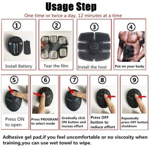 6Pcs/Set Smart Electrical Body Shape HomeTrainer ABS Abdomen Muscle StimulatorTraining Belt Massager