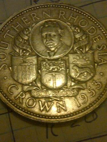 big silver southern rodesia half crown 1953