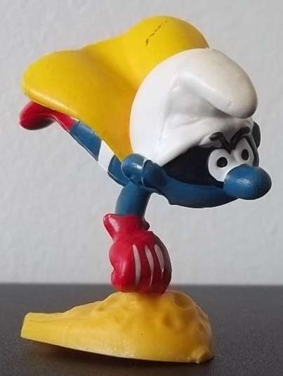 Original Vintage SUPERMAN SMURF ! EXCELLENT !! Peyo HONG KONG !! 1980 RARE !! Smurfs!