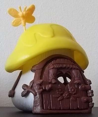 Original Smurf House !  RARE WHITE WALL + LIGHT YELLOW ROOF VARIANT ! COMPLETE ! Schleich ! Smurfs