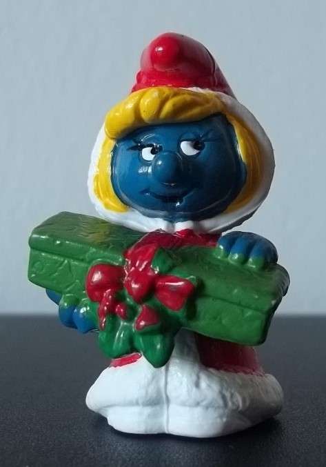 Mrs. Claus Smurfette !! Peyo Hong Kong !! 1981 !! Smurfs! RARE + VALUABLE ! GREAT CONDITION !!!