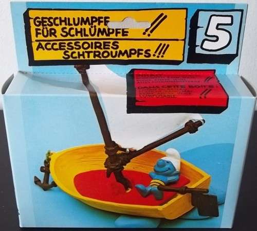 Original MINT SMURF SAIL BOAT !! MINT in Box !! VERY RARE !! Playset #5 ! Smurfs Super Smurf
