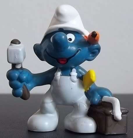 Original Vintage HANDYMAN / HANDY SMURF ! Peyo Hong Kong ! EXCELLENT CONDITION !! 1983 !! Smurfs!!