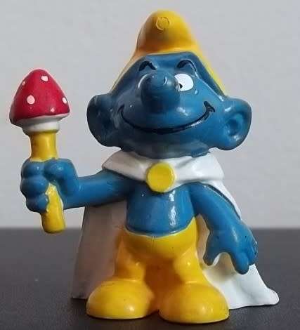 Original Vintage KING SMURF !! WEST GERMANY !! Small Dots on Septre Variant ! RARE !! Smurfs!