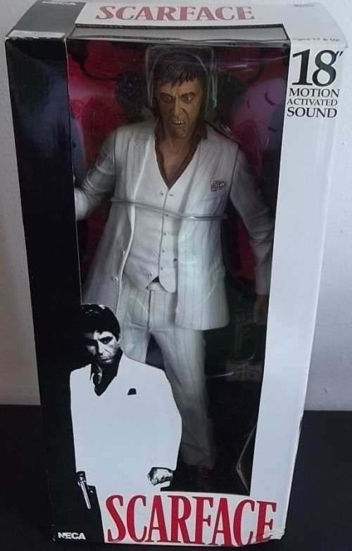 18 Inch Motion-Activated Talking SCARFACE TONY MONTANA WHITE SUIT ! NECA Mint In UNOPENED Box