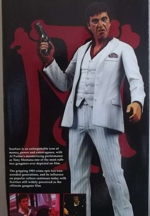 18 Inch Motion-Activated Talking SCARFACE TONY MONTANA WHITE SUIT ! NECA Mint In UNOPENED Box