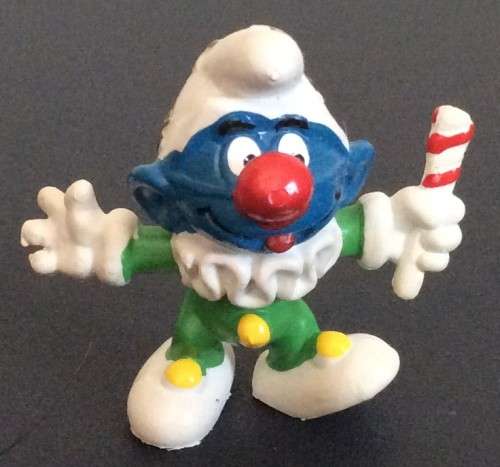 Original JESTER SMURF ! RARE ! HONG KONG 1980 DARK Skin, Lighter Clothes + Nose Variant HIGH VALUE!