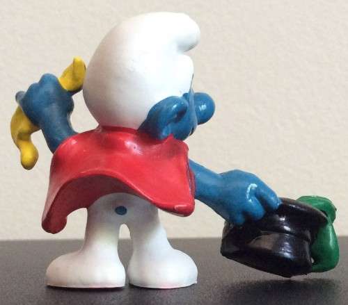 Original Vintage MAGICIAN SMURF !!! 1979 !! RARE !! HONG KONG !! EXCELLENT ! Smurfs!