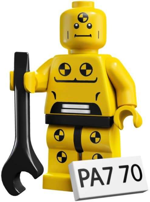 LEGO SERIES 1 CRASH TEST DUMMY (Number 8 of 16) RARE Minifigure !! Sealed In Unopened Packet !!