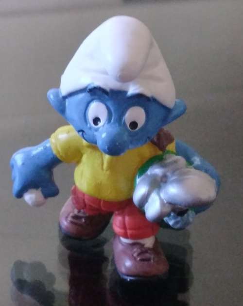 Original NEW GOLFER SMURF !! RARE 90`s Smurf! HIGH VALUE ! LIGHTER YELLOW SHIRT VARIANT  Peyo Smurfs
