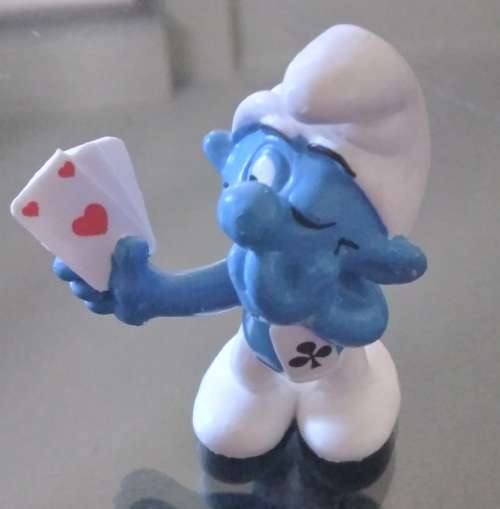 Original Vintage POKER SMURF ! Peyo WEST GERMANY! EXCELLENT CONDITION ! 1978 !! Smurfs! RARE VARIANT