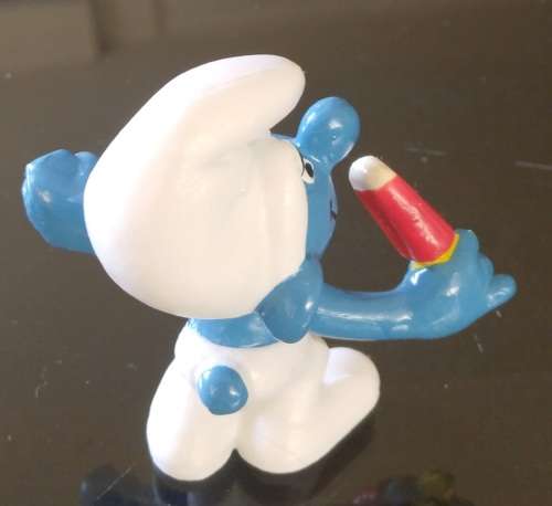 Original Vintage Ice Lolly Smurf 1978 W Germany Light Skin Dark Yellow Stick Variant