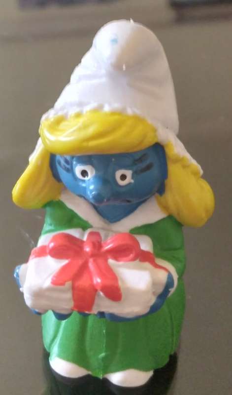 Original Vintage CHRISTMAS PRESENT SMURFETTE !! 1984 PORTUGAL !! RARE VALUABLE CLASSIC !!