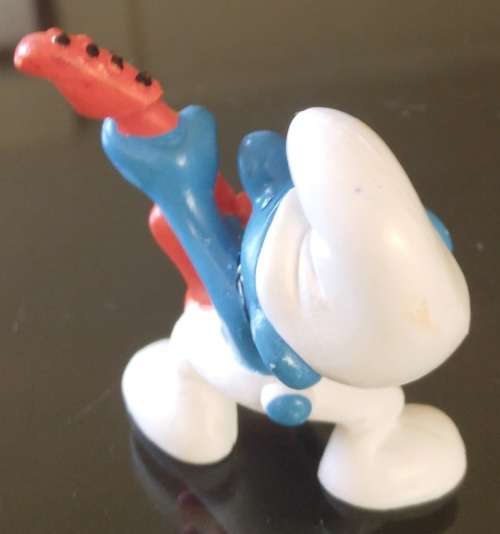 Original Vintage ROCK `N ROLL GUITARIST SMURF ! Orange Guitar Variant !! 1977 W.GERMANY! Smurfs!