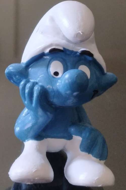 Original Vintage THINKING SMURF !! WEST GERMANY 1978 !! RARE Wide Head Variant !! Smurfs !!