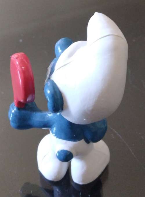 Original Vintage VANITY SMURF !! Rare !! HONG KONG !! Dark Skin Light Red Mirror Variant ! Smurfs!