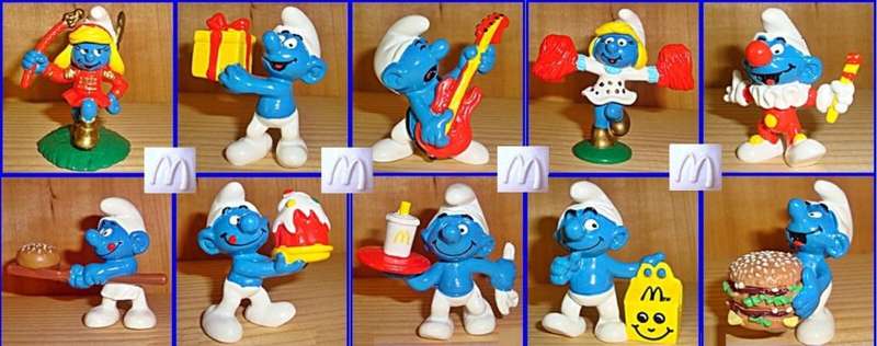 SEALED COMPLETE SET of 10 McDONALDS 1996 PROMOTIONAL SMURFS ! RARE ! HIGH VALUE ! MINT Condition !!