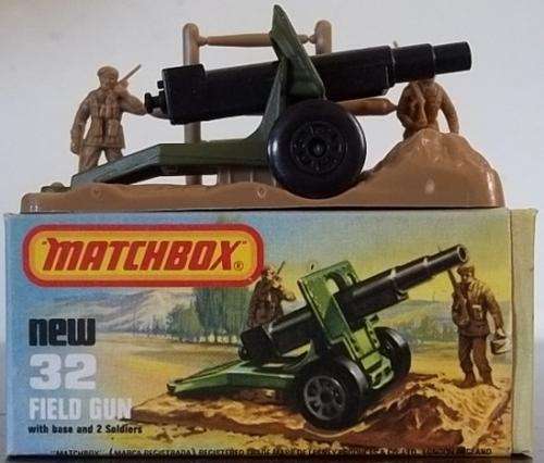 # 32 FIELD GUN !! 1977 !! LESNEY MATCHBOX !! MINT + Original Box !!  EXCELLENT !