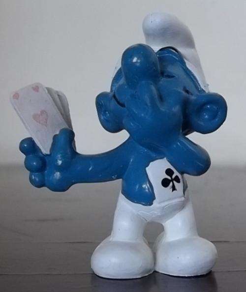 Original Vintage POKER SMURF !! Peyo W.GERMANY !! GREAT CONDITION !! 1978 !! Smurfs! VERY RARE!!