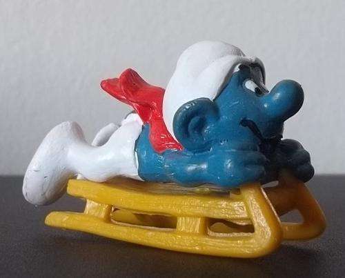 Original SUPER BOBSLED SMURF !! WEST GERMANY !! RARE !! Smurfs!