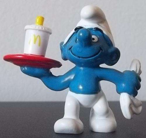 Original McDONALDS PROMO WAITER SMURF ! RARE ! HIGH VALUE ! Smurfs! EXCELLENT