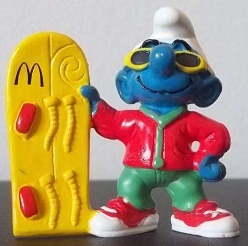 Original McDONALDS PROMO SNOWBOARDER SMURF ! RARE ! HIGH VALUE ! Smurfs! EXCELLENT