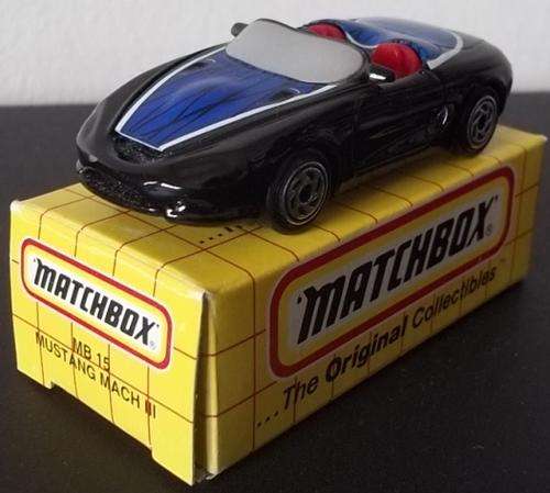 MATCHBOX MB 15 MUSTANG MACH III !! BLACK VARIANT !! 1993 !! MINT +  Original Box !! EXCELLENT !
